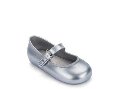 Mini Melissa Soft Ballerina Mary Jane Flat Kids' In Silver Metallic