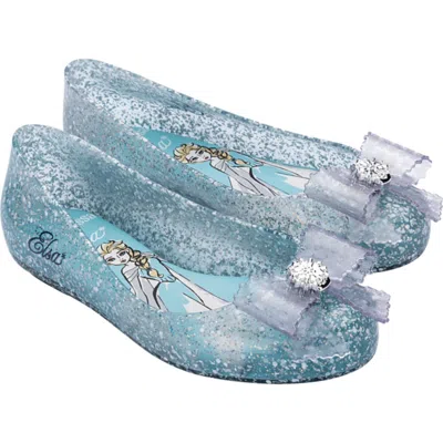 Mini Melissa Kids'  Sweet Love Disney Princess Flat In Glitter Blue/blue