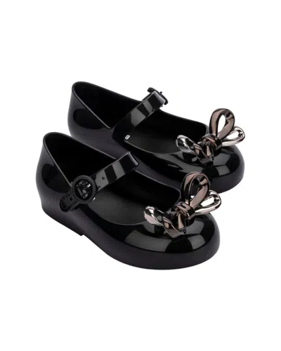 Mini Melissa Sweet Love Glam Baby Ballerina Flat In Black