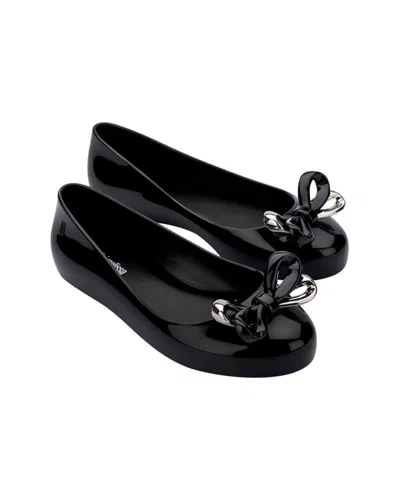 Mini Melissa Sweet Love Glam Kids Ballerina Flat In Black