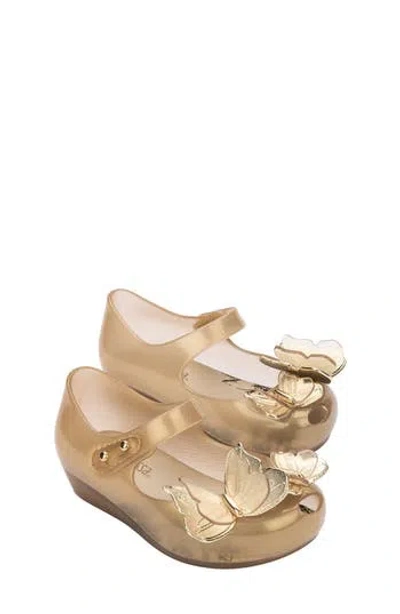 Mini Melissa Ultragirl Butterfly Mary Jane Flat In Gold