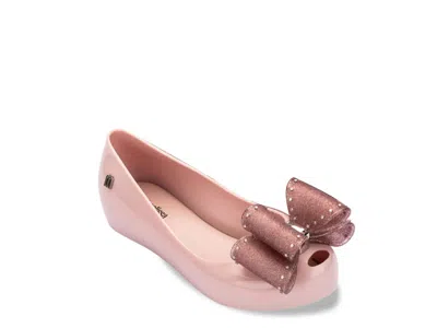 Mini Melissa Ultragirl Classic Bow Jelly Flat Kids' In Light Pink