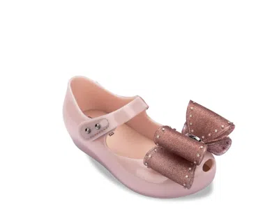 Mini Melissa Ultragirl Classic Bow Jelly Flat Kids' In Pink Beige/rose Gold
