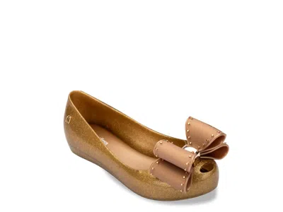Mini Melissa Ultragirl Classic Bow Jelly Flat Kids' In Taupe
