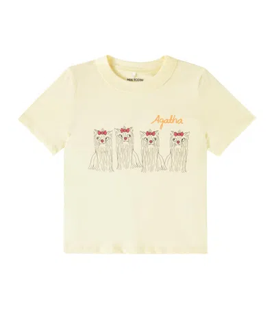 Mini Rodini Kids' Agatha Dogs Cotton Jersey T-shirt In Yellow