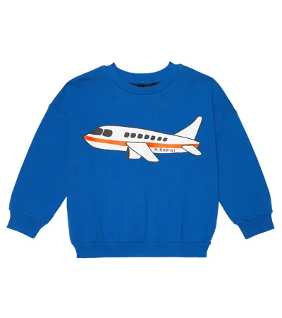 Mini Rodini Kids' Sweatshirt Airplane Aus Baumwoll-jersey In Blue