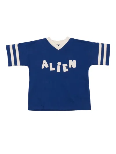 Mini Rodini Alien Application Ss Tee In Blue