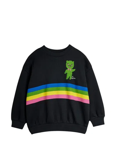 Mini Rodini Kids' Alien-stripe Long-sleeve Sweatshirt In Black