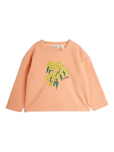 Mini Rodini Babies' Alpine Flowers-embroidered Sweater In Orange