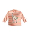 Mini Rodini Angry Cat Embroidered Organic Cotton Sweatshirt In Nude