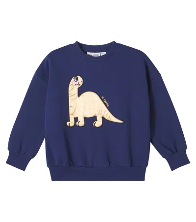 Mini Rodini Kids' Appliqué Cotton Sweater In Blue