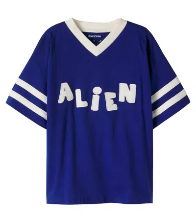 Mini Rodini Kids' Applique Cotton T-shirt In Blue