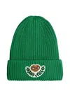 Mini Rodini Appliqué Ribbed Beanie Hat In Green