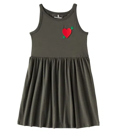 Mini Rodini Kids' Arrowed Heart Cotton Jersey Dress In Black
