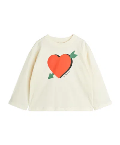 Mini Rodini Kids' Arrowed Heart Long Sleeve T Shirt In Ivory