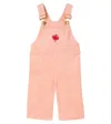 Mini Rodini Baby Embroidered Cotton Corduroy Overalls In Pink
