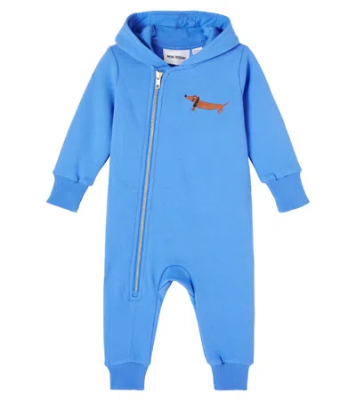 Mini Rodini Baby Embroidered Cotton Onesie In Blue