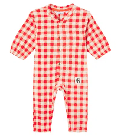 Mini Rodini Baby Gingham Fleece Onesie In Red