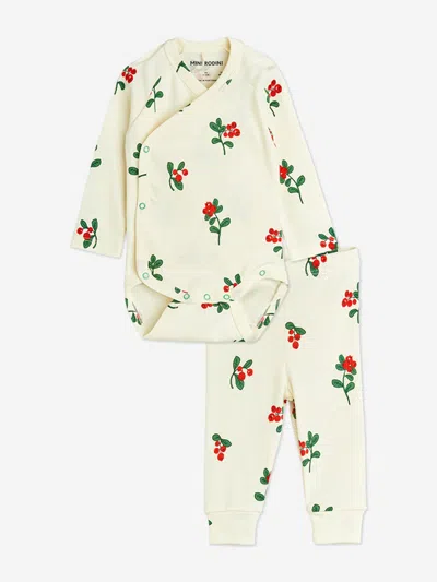 Mini Rodini Baby Girls Lingonberries Bodysuit Set In Neutral