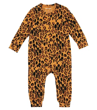 Mini Rodini Baby Leopard-print Jersey Onesie In Beige