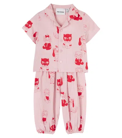 Mini Rodini Baby Mini Babies Cotton Shirt And Pants Set In Pink