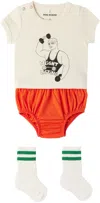 Mini Rodini Baby Weight Lifting Top, Pants, And Socks Set In Offwhite