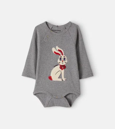Mini Rodini Baby Patch-appliqué Cotton-blend Bodysuit In Grey