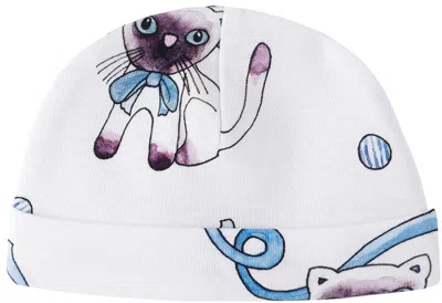 Mini Rodini Baby White Siamese Cat Beanie In 50 White