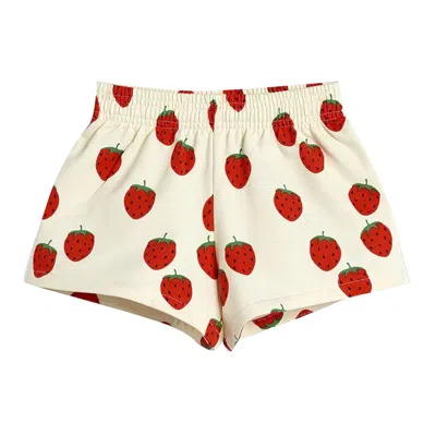 Mini Rodini Bambina Short Stampato In Felpa Di Cotone Organico In White