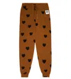 Mini Rodini Basic Hearts Jersey Sweatpants In Brown