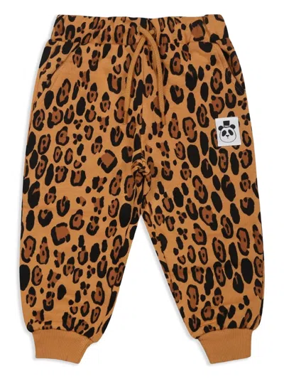 Mini Rodini Babies' Basic Leopard Track Pants In Neutrals
