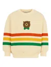 Mini Rodini Bear Striped Cotton Jersey Sweatshirt In Multi