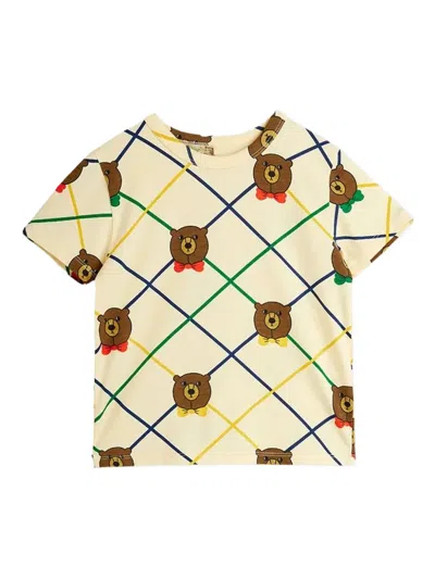 Mini Rodini Kids' Bear Checkered T-shirt In Multi