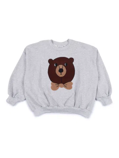 Mini Rodini Bear Chenille Sweatshirt In Gray