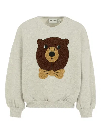 Mini Rodini Kids' Bear-embroidered Sweatshirt In Gray