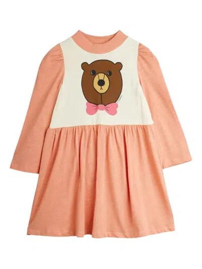 Mini Rodini Kids' Bear-graphic Dress In Orange