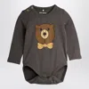 Mini Rodini Bear Long Sleeve Bodysuit In Gray