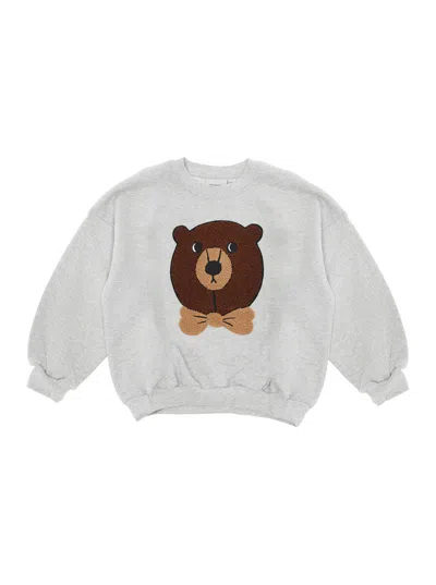 Mini Rodini Bear Chenille Sweatshirt In Gray