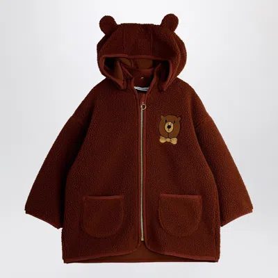 Mini Rodini Bear Pile Jacket In Brown