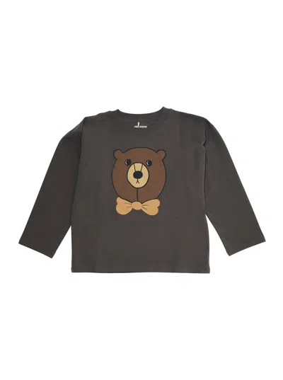 Mini Rodini Bear Print Crew Neck Sweater In Gray