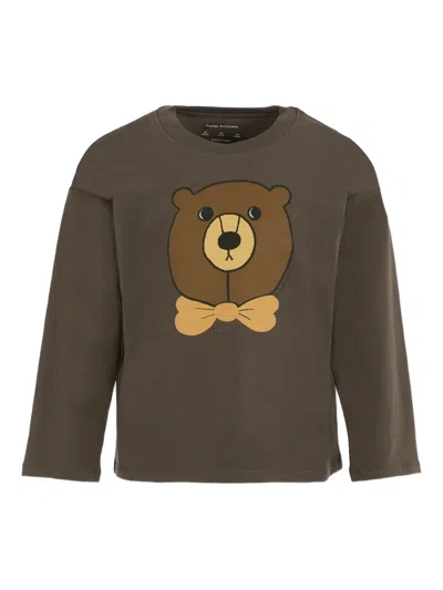 Mini Rodini Kids' Bear-print Long-sleeve Top In Brown