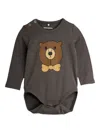 Mini Rodini Bear-print Long-sleeves Bodies In Gray