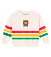 Mini Rodini Bear Striped Cotton Jersey Sweatshirt In Neutral