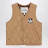 Mini Rodini Beige Ritzratz Quilted Vest In Brown