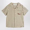 Mini Rodini Beige Shirt With A Checkered Pattern