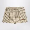 Mini Rodini Beige Shorts With Check Pattern In White