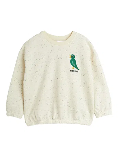 Mini Rodini Kids' Bird-embroidered Speckled Sweatshirt