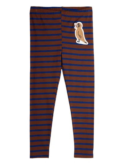 Mini Rodini Kids' Bird-patch Striped Leggings In Multi