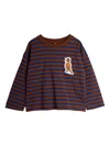 Mini Rodini Bird-patch Striped T-shirt In Brown