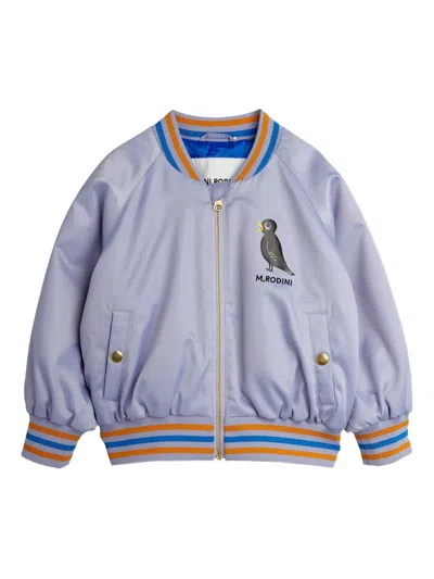 Mini Rodini Kids' Bird-print Varsity Jacket In Purple